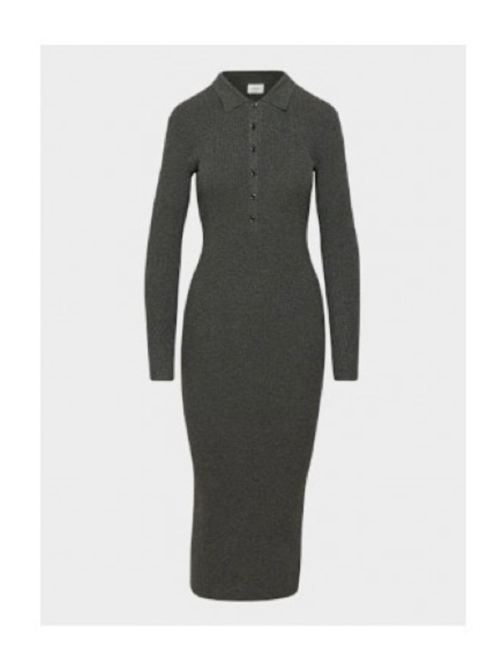 Wilfred Dark Gray Ribbed Long-Sleeve Polo Midi Dress